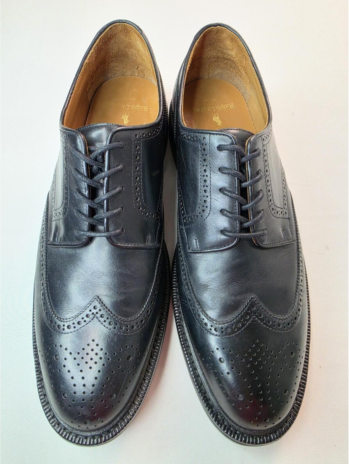 Polo Ralph Lauren Asher Wingtip Brogue Black Cow Leather Shoes Mens Size 12d